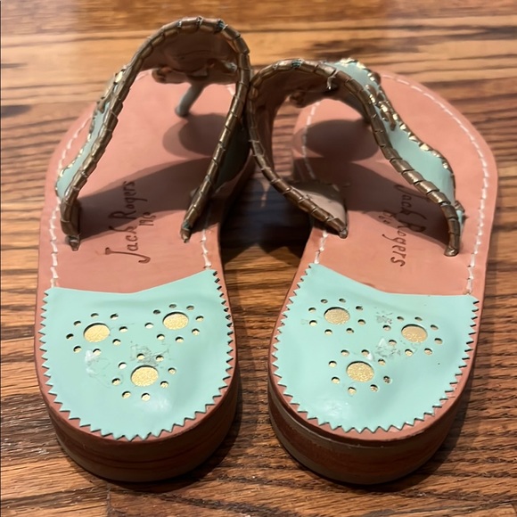 Jack Rogers Girls Jack Flat Sandals - Turquoise and Gold NWT size 5 - Picture 4 of 7